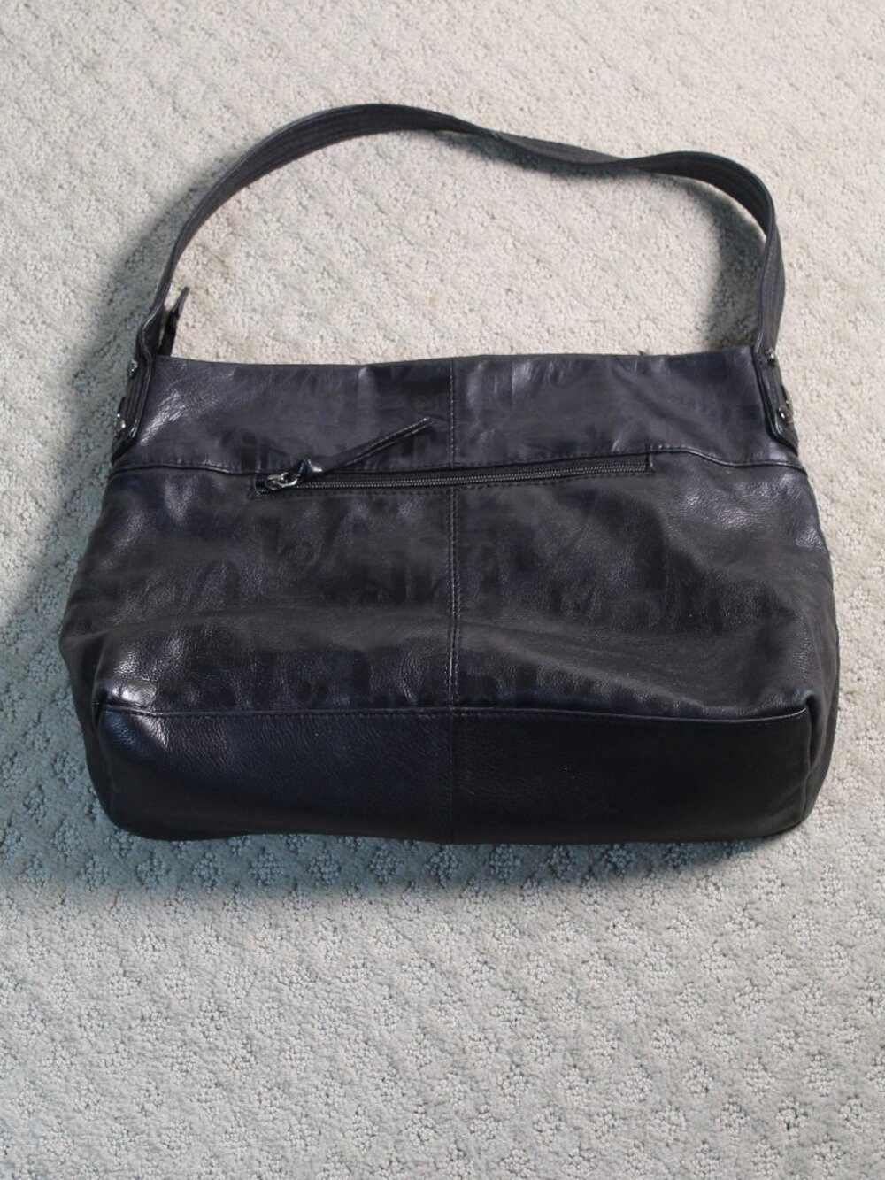 Stone Mountain Genuine Pebble Black Leather Shoulder Utility Purse Hand Bag VTG
